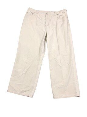 Lands End Khakis Cropped Pants Womens 12 Beige Tan Cotton Blend Pants